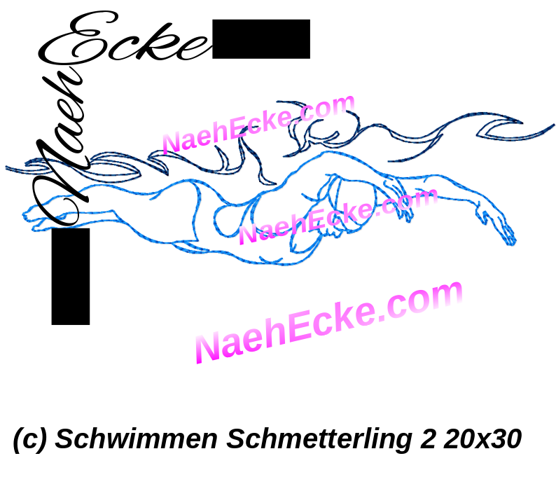 Stickdatei Schwimmen Schmetterling 2 20x30 / 18x30