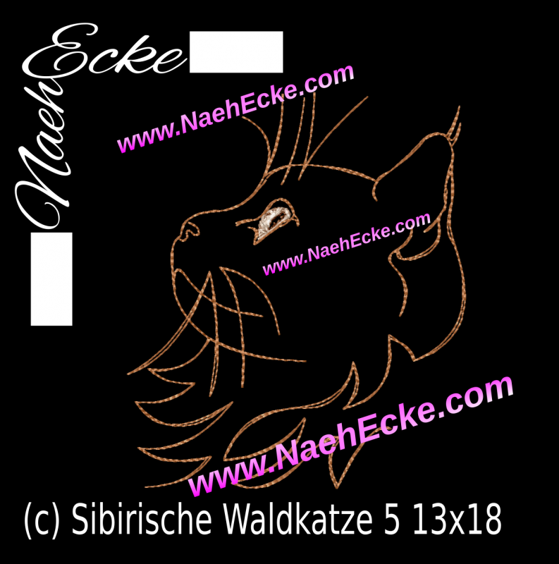 Stickdatei Sibirische Waldkatze Nr. 5 13x18 / 14x20