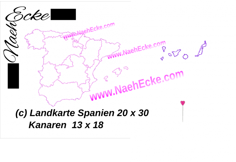 Stickdatei Landkarte Spanien Doodle 20x30 / 20x28