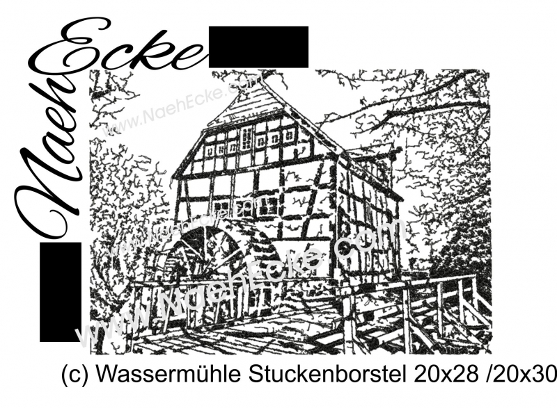 Stickdatei Wassermühle Stuckenborstel 20x28 / 20x30 Scrib-Art