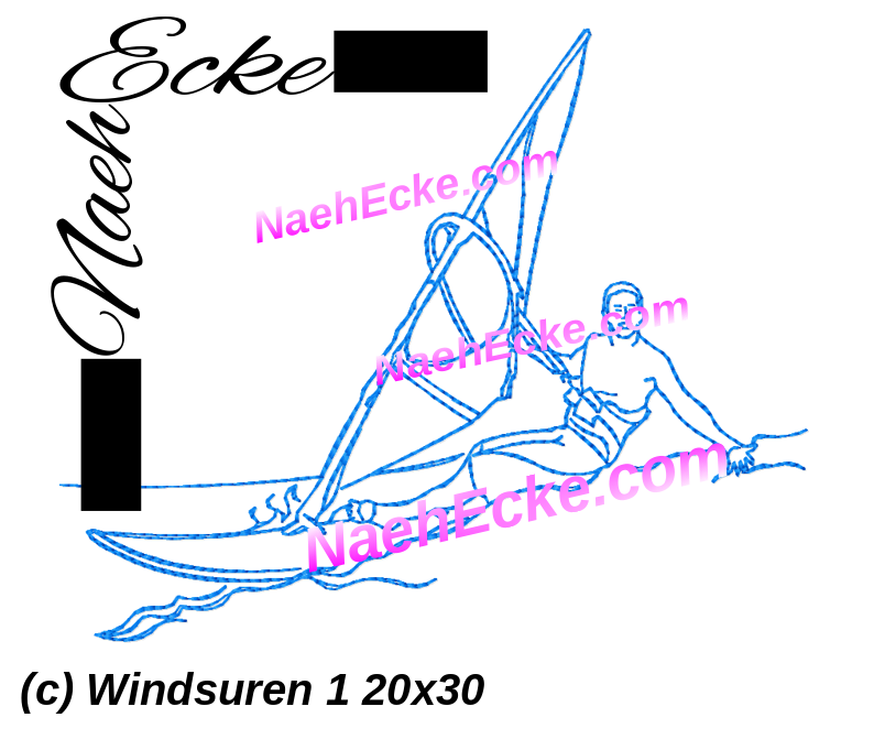 Stickdatei Windsurfen 1 20x30 / 20x28