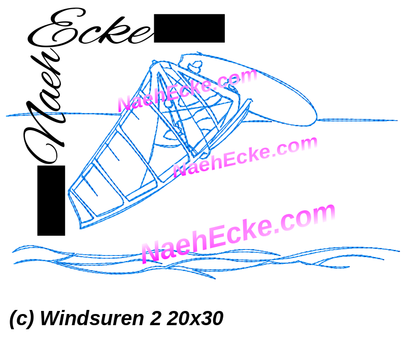 Stickdatei Windsurfen 2  20x30