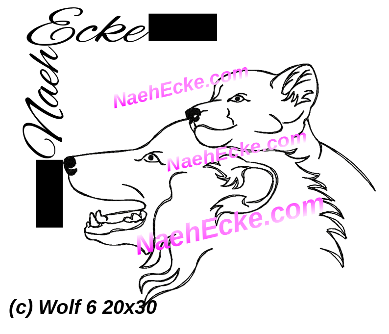 Stickdatei Wolf 6 20x30 / 20x28