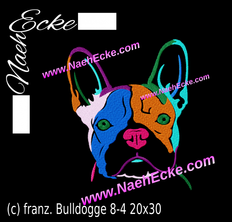 Stickdatei Französische Bulldogge Nr. 8-4 20x30 / 20x28