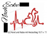 Stickdatei Herzschlag Hund und Katze 13x18 !ZG!