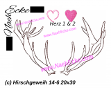 Stickdatei Hirschgeweih Nr. 14-6 mit Herz 20x30