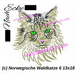 Stickdatei Norwegische Waldkatze Nr. 6 13x18