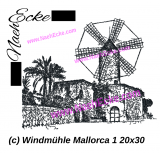 Stickdatei Windmühle Mallorca 1  20x28 / 20x30 Scrib-Art